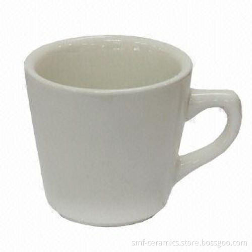 7oz ceramic tall mug, milk white color, FDA-/PROP65-approved
